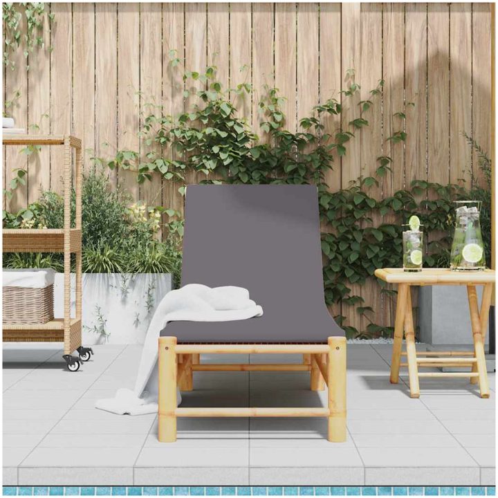 Solsäng med dynor 55x199x30 cm bambu vidaXL – bild 3