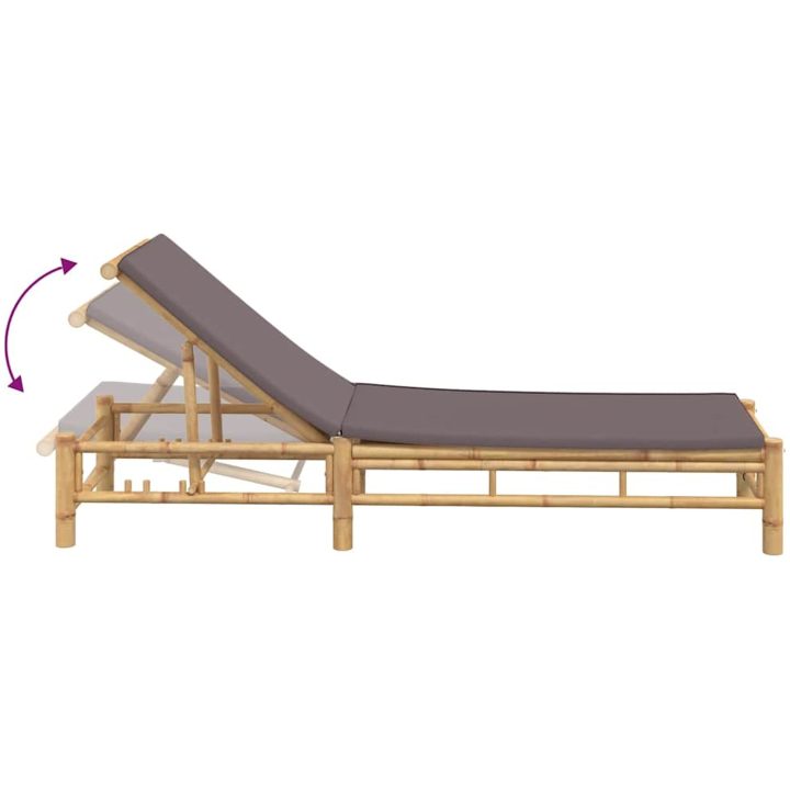 Solsäng med dynor 55x199x30 cm bambu vidaXL – bild 7