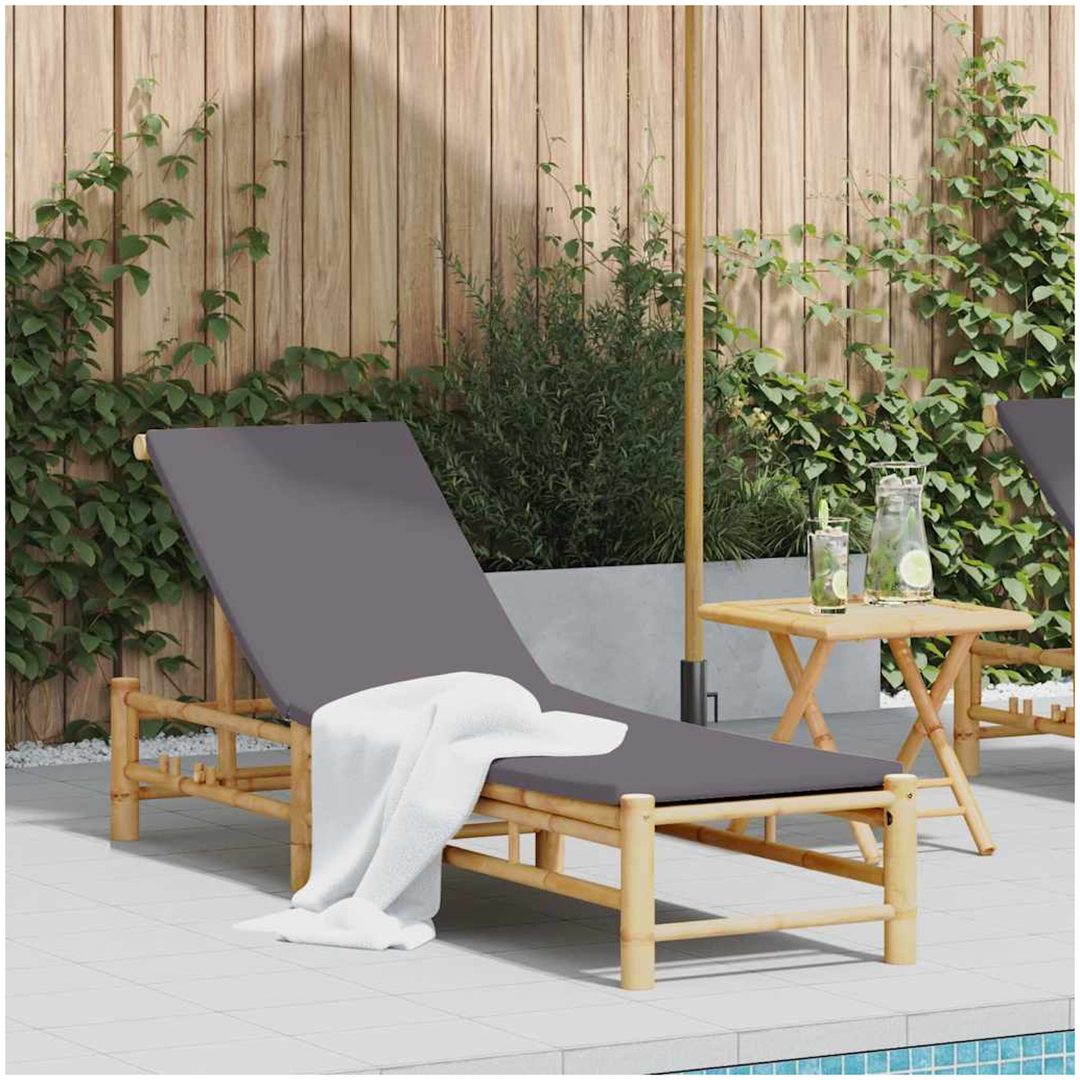 Solsäng med dynor 55x199x30 cm bambu vidaXL