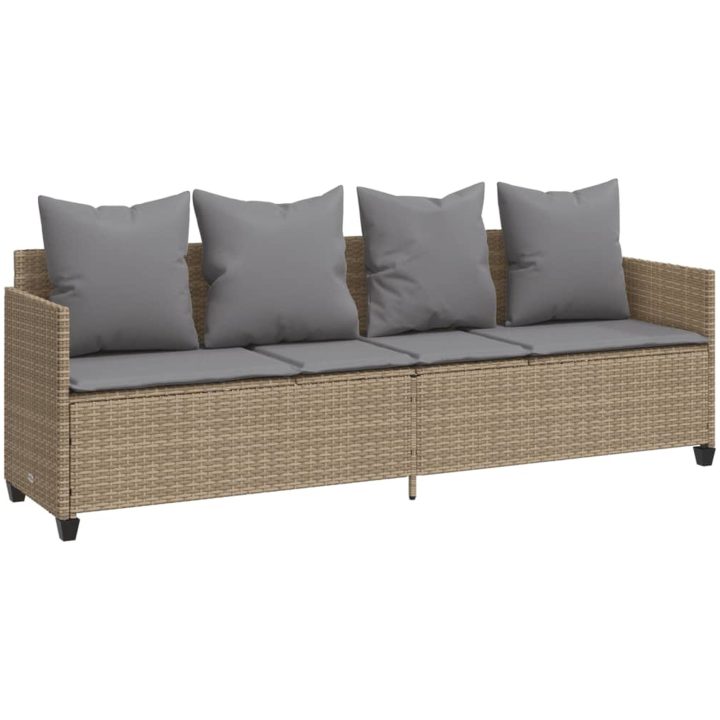 Solsäng med dynor beige konstrotting vidaXL – bild 2
