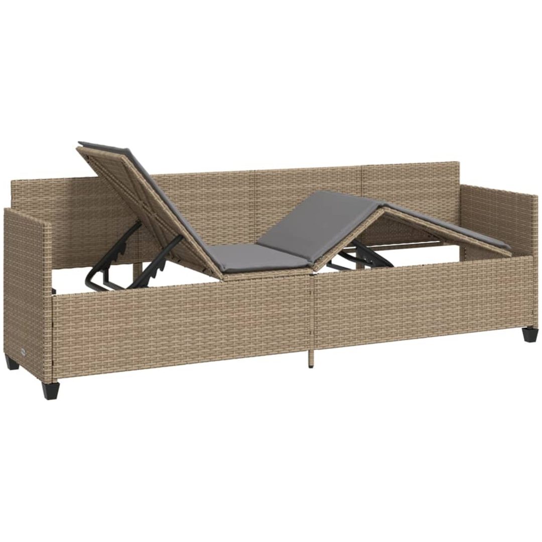 Solsäng med dynor beige konstrotting vidaXL – bild 4