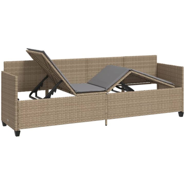 Solsäng med dynor beige konstrotting vidaXL – bild 4
