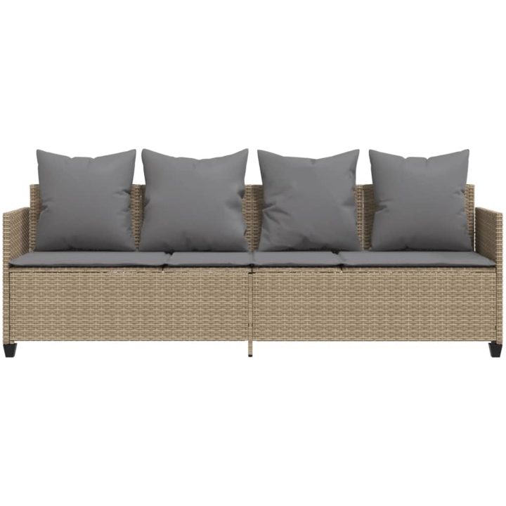 Solsäng med dynor beige konstrotting vidaXL – bild 5