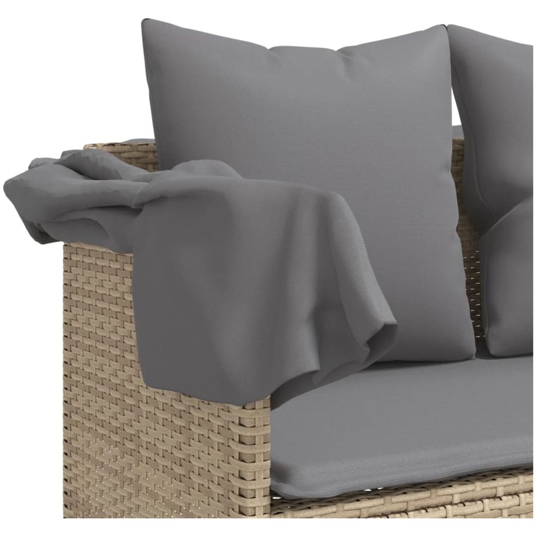 Solsäng med dynor beige konstrotting vidaXL – bild 8