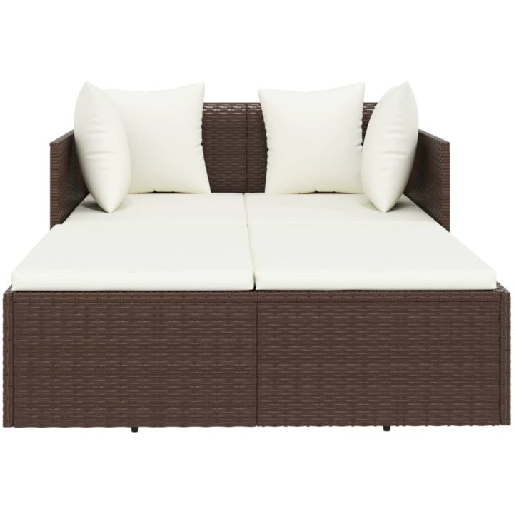 Solsäng med dynor brun 182x118x63 cm konstrotting vidaXL – bild 3