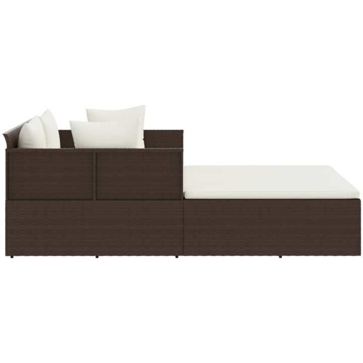 Solsäng med dynor brun 182x118x63 cm konstrotting vidaXL – bild 4