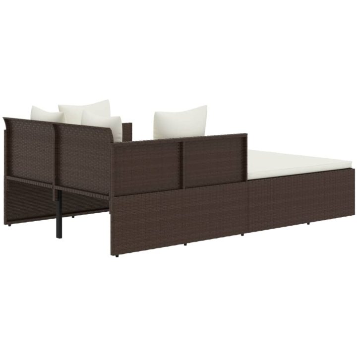 Solsäng med dynor brun 182x118x63 cm konstrotting vidaXL – bild 5