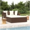 Solsäng med dynor brun 182x118x63 cm konstrotting vidaXL – miniatyr 1