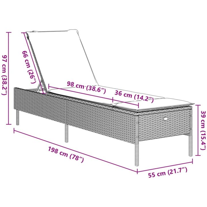 Solsäng med dynor brun konstrotting vidaXL – bild 10