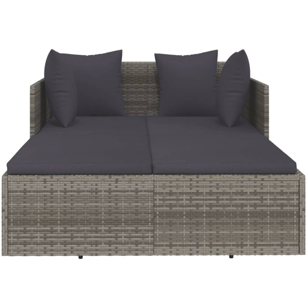 Solsäng med dynor grå 182x118x63 cm konstrotting vidaXL – bild 3