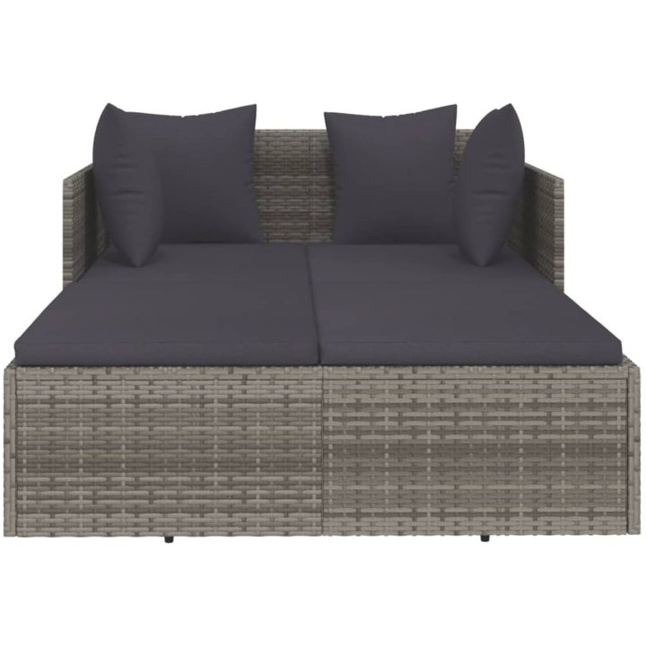 Solsäng med dynor grå 182x118x63 cm konstrotting vidaXL – bild 3