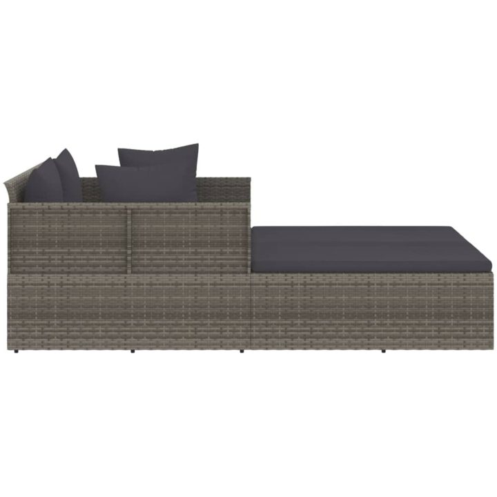 Solsäng med dynor grå 182x118x63 cm konstrotting vidaXL – bild 4