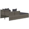 Solsäng med dynor grå 182x118x63 cm konstrotting vidaXL – miniatyr 5