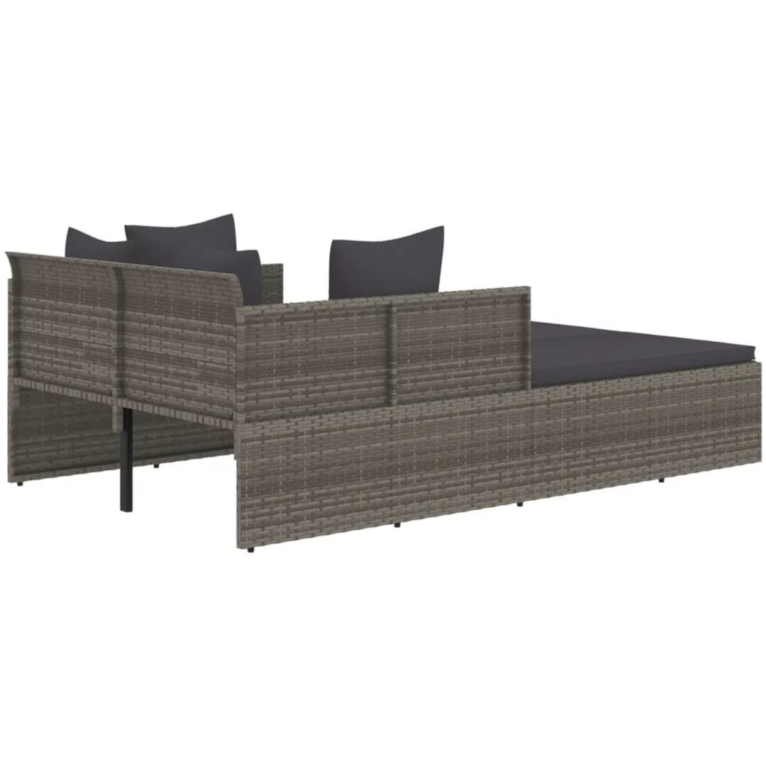 Solsäng med dynor grå 182x118x63 cm konstrotting vidaXL – bild 5