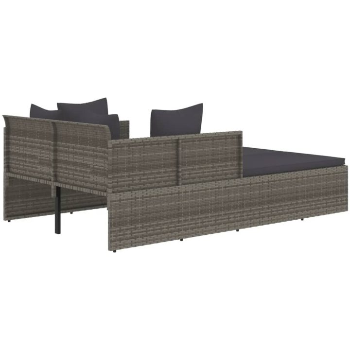 Solsäng med dynor grå 182x118x63 cm konstrotting vidaXL – bild 5
