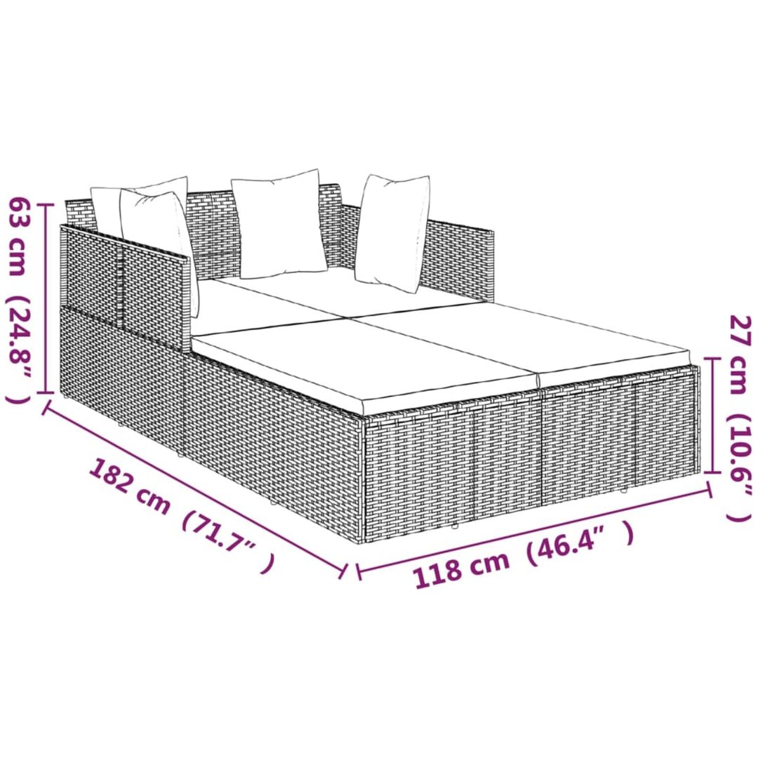Solsäng med dynor grå 182x118x63 cm konstrotting vidaXL – bild 8