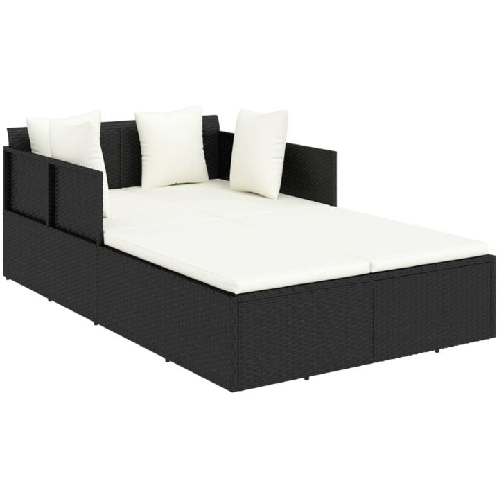 Solsäng med dynor svart 182x118x63 cm konstrotting vidaXL – bild 2