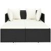 Solsäng med dynor svart 182x118x63 cm konstrotting vidaXL – miniatyr 3