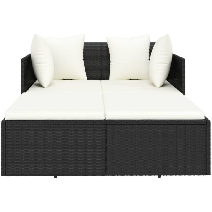Solsäng med dynor svart 182x118x63 cm konstrotting vidaXL – bild 3