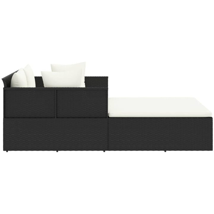 Solsäng med dynor svart 182x118x63 cm konstrotting vidaXL – bild 4