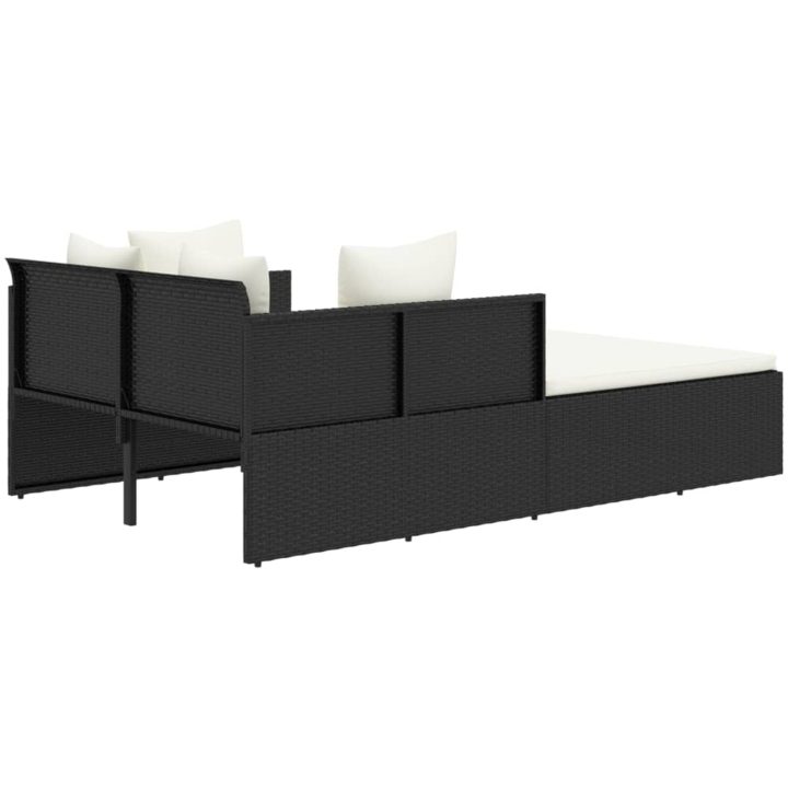 Solsäng med dynor svart 182x118x63 cm konstrotting vidaXL – bild 5