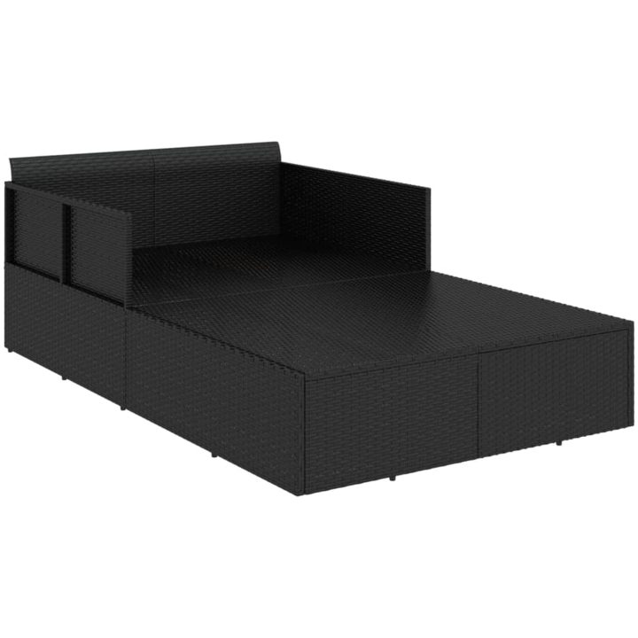 Solsäng med dynor svart 182x118x63 cm konstrotting vidaXL – bild 6