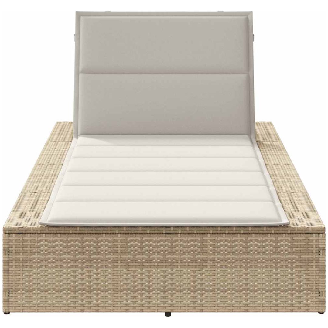Solsäng med flytande dyna beige konstrotting vidaXL – bild 4