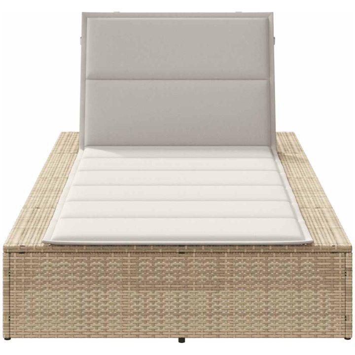 Solsäng med flytande dyna beige konstrotting vidaXL – bild 4