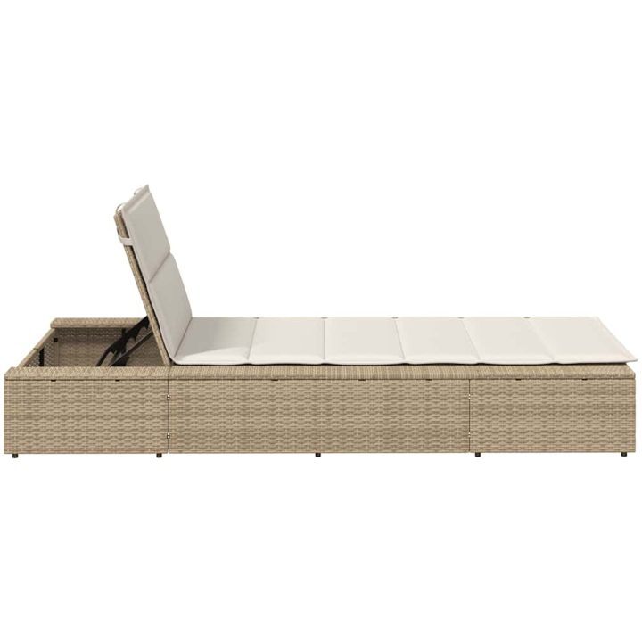 Solsäng med flytande dyna beige konstrotting vidaXL – bild 7