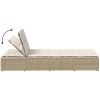 Solsäng med flytande dyna beige konstrotting vidaXL – miniatyr 9