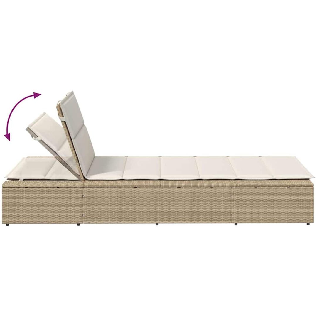 Solsäng med flytande dyna beige konstrotting vidaXL – bild 9