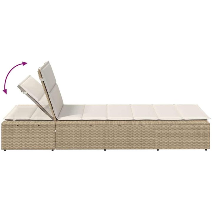 Solsäng med flytande dyna beige konstrotting vidaXL – bild 9