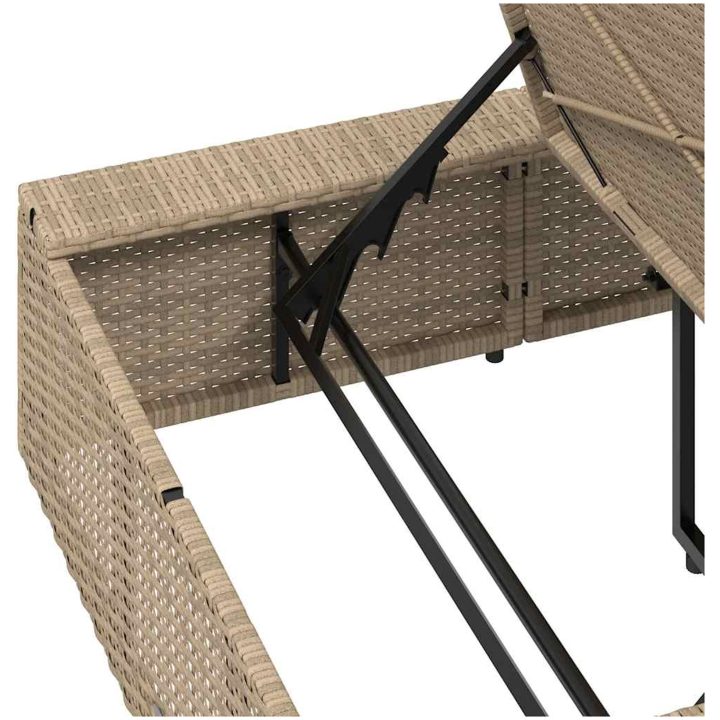 Solsäng med flytande dyna beige konstrotting vidaXL – bild 10