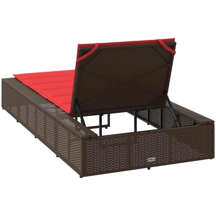 Solsäng med flytande dyna brun konstrotting vidaXL – bild 8