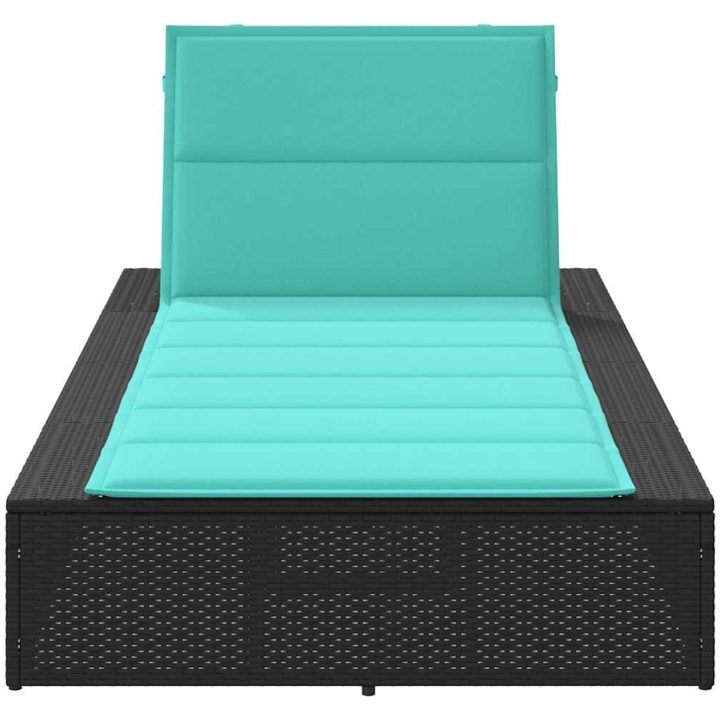 Solsäng med flytande dyna svart konstrotting vidaXL – bild 4