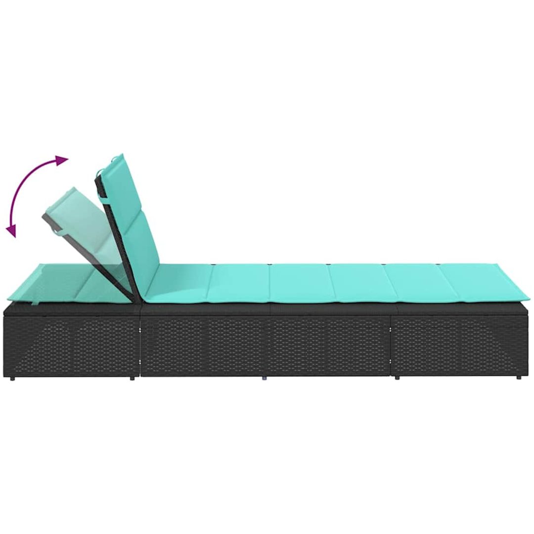 Solsäng med flytande dyna svart konstrotting vidaXL – bild 9