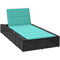 Solsäng med flytande dyna svart konstrotting vidaXL