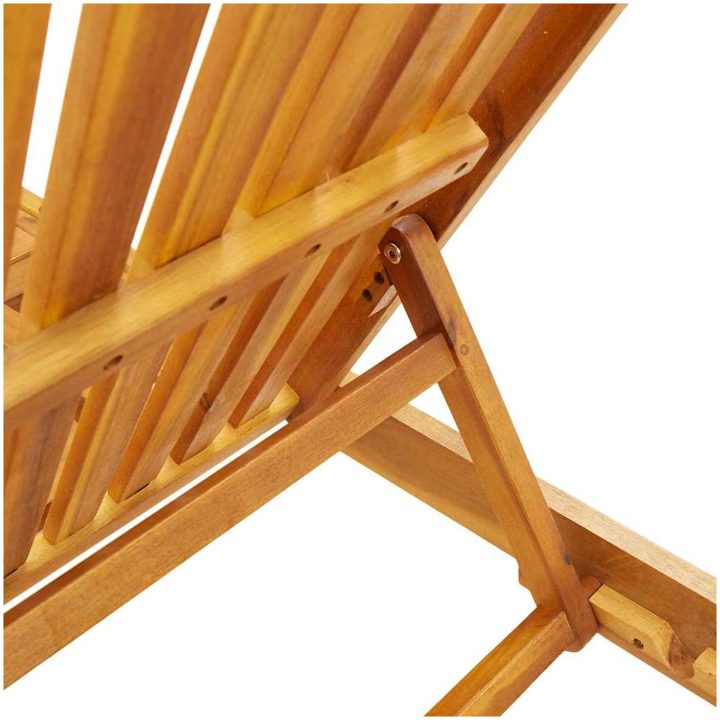 Solsäng med hjul och dyna inklusive bord massivt akaciaträ vidaXL 126 x 200 x 84 cm – bild 9