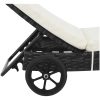Solsäng med hjul och dyna konstrotting svart vidaXL – miniatyr 4