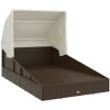 Solsäng med hopfällbart tak brun 200x114x128 cm konstrotting vidaXL – miniatyr 7