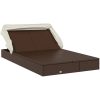 Solsäng med hopfällbart tak brun 213x118x97cm konstrotting vidaXL – miniatyr 3