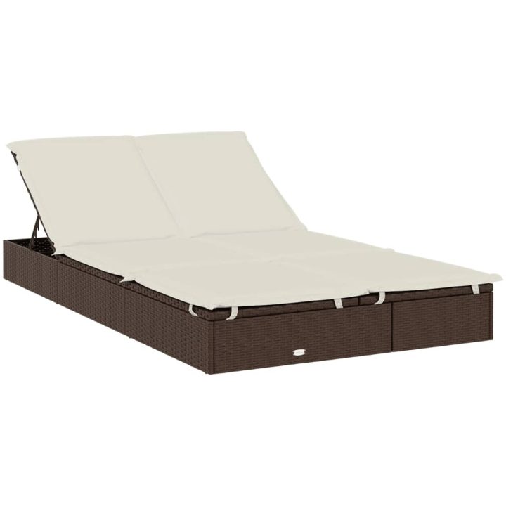 Solsäng med hopfällbart tak brun 213x118x97cm konstrotting vidaXL – bild 5