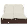 Solsäng med hopfällbart tak brun 213x118x97cm konstrotting vidaXL – miniatyr 6