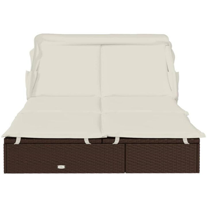 Solsäng med hopfällbart tak brun 213x118x97cm konstrotting vidaXL – bild 6