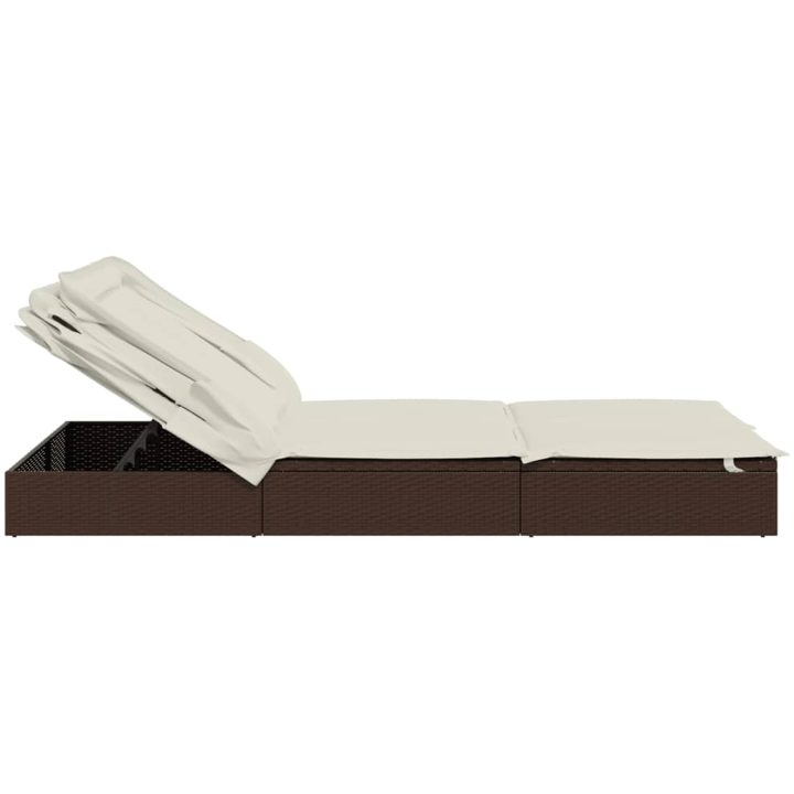 Solsäng med hopfällbart tak brun 213x118x97cm konstrotting vidaXL – bild 8