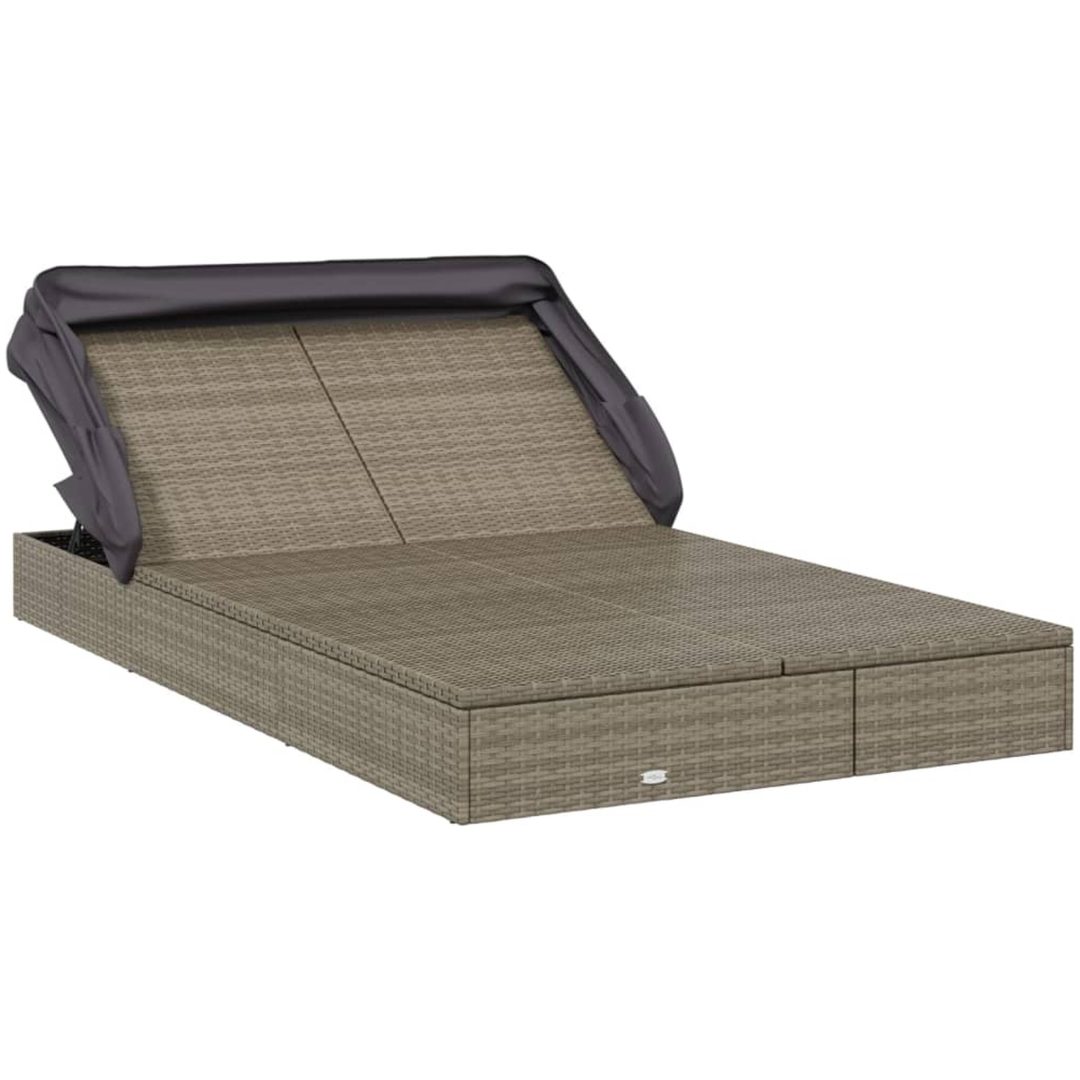 Solsäng med hopfällbart tak grå 213x118x97 cm konstrotting vidaXL – bild 3