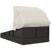 Solsäng med hopfällbart tak svart 200x114x128 cm konstrotting vidaXL – miniatyr 5