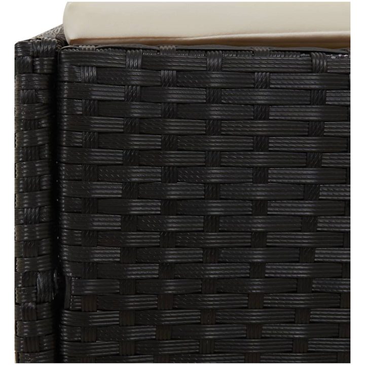 Solsäng med hopfällbart tak svart 200x114x128 cm konstrotting vidaXL – bild 8