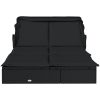 Solsäng med hopfällbart tak svart 213x118x97 cm konstrotting vidaXL – miniatyr 6