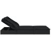 Solsäng med hopfällbart tak svart 213x118x97 cm konstrotting vidaXL – miniatyr 8